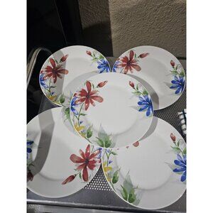 CORSICA Home BELLA SALAD DESSERT PLATES BRIGHT FLORAL Set Of 5 Vintage Porcelain
